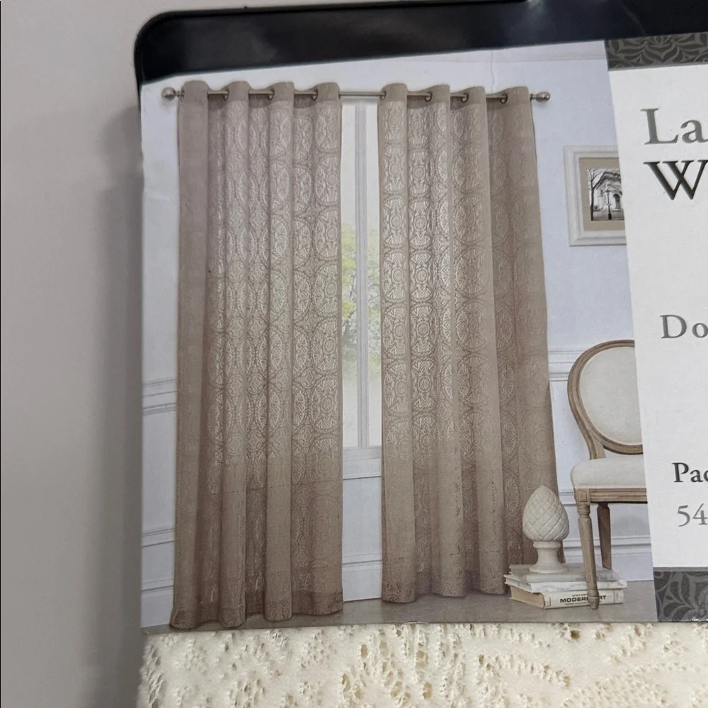 Lace Window Panel Curtain - Cream